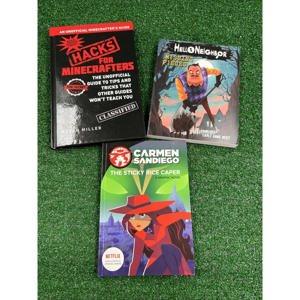 Video Game‎ Lot Of 3 Books Carmen Sandiego Hello Neighbor Hacks For Minecrafters